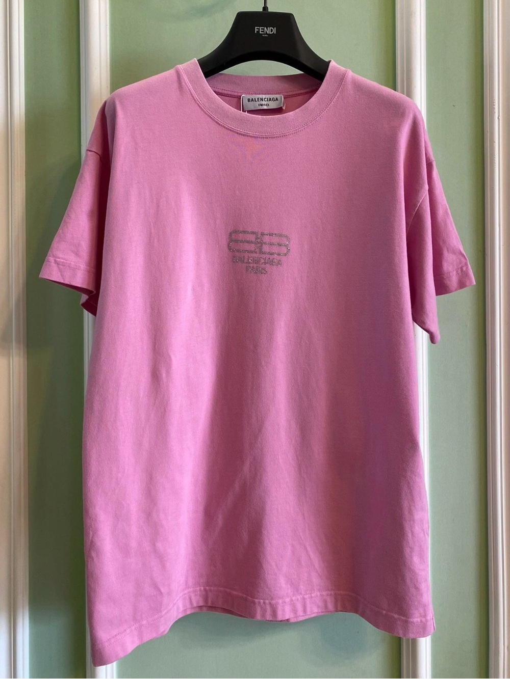 🚩steal Balenciaga Pink Logo Short-Sleeve Cotton Tee